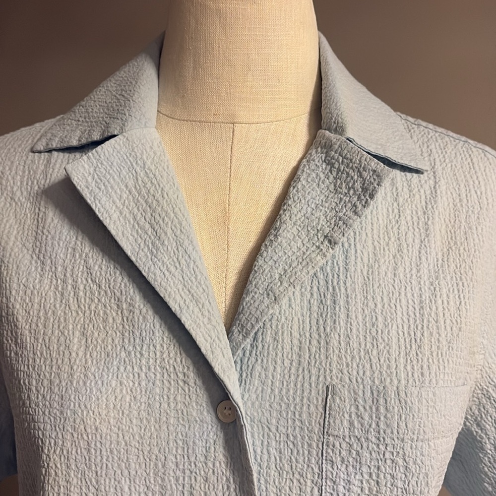 COS camp collar textured button up shirt short sleeve Light Blue Textured relax - Picture 6 of 16